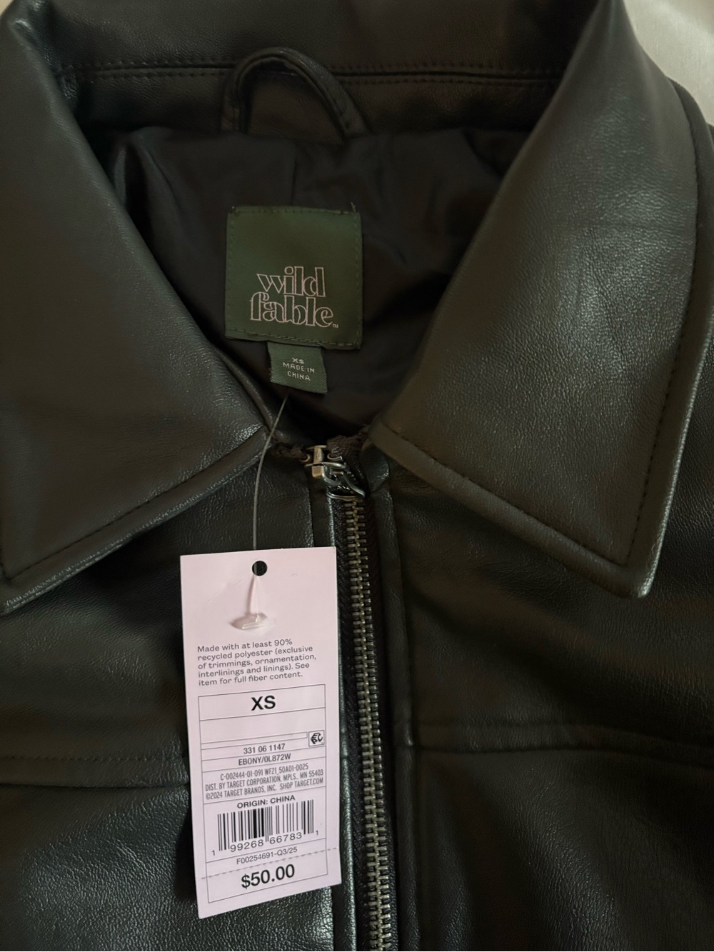 Wild Fable Black Faux Leather Zip‎ Jacket - Picture 2 of 3